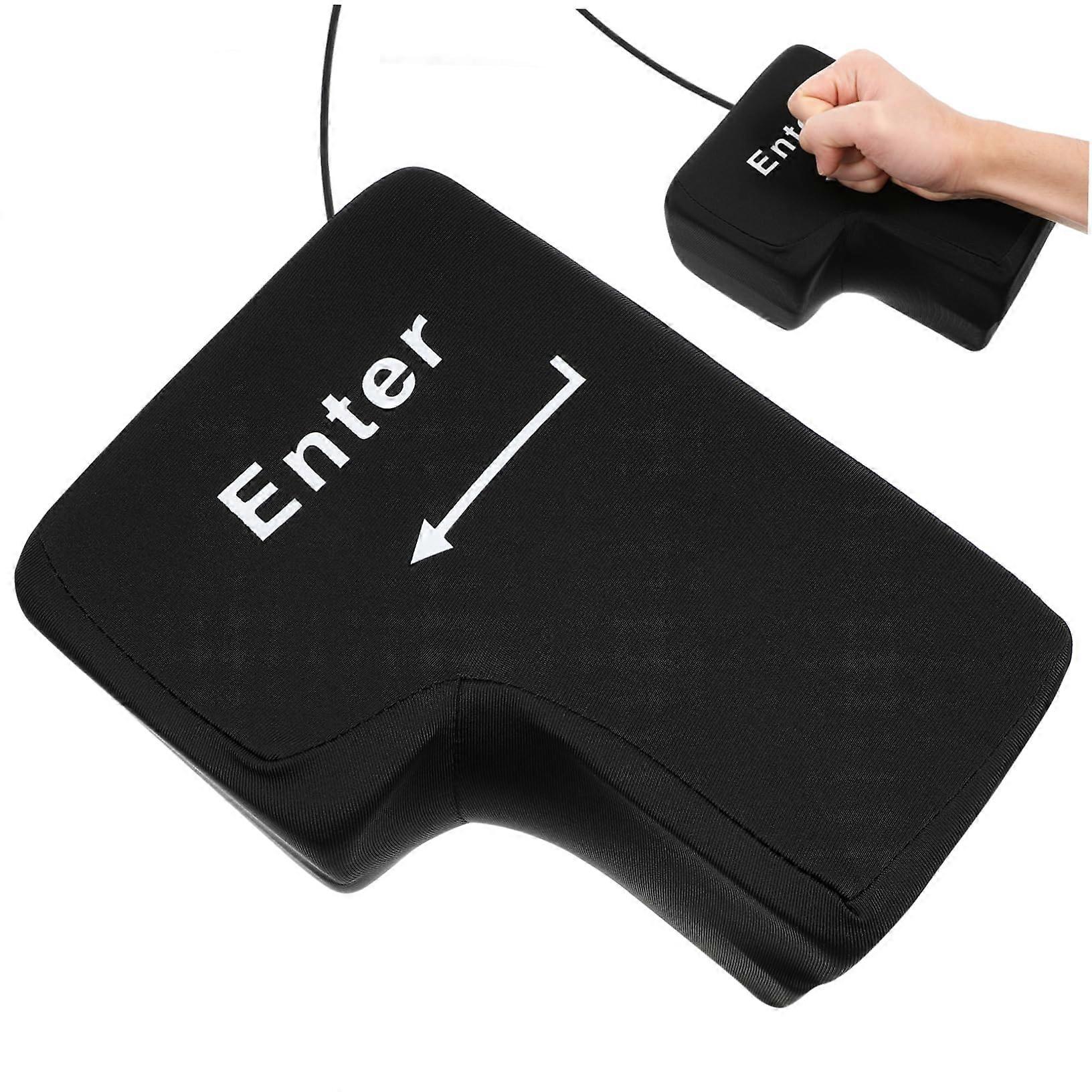 Large Enter Button Cushion with USB for Office and Home Stress Relief Cushion Ideal for Colleagues and Friends Ergonomic Enter Key Pillow