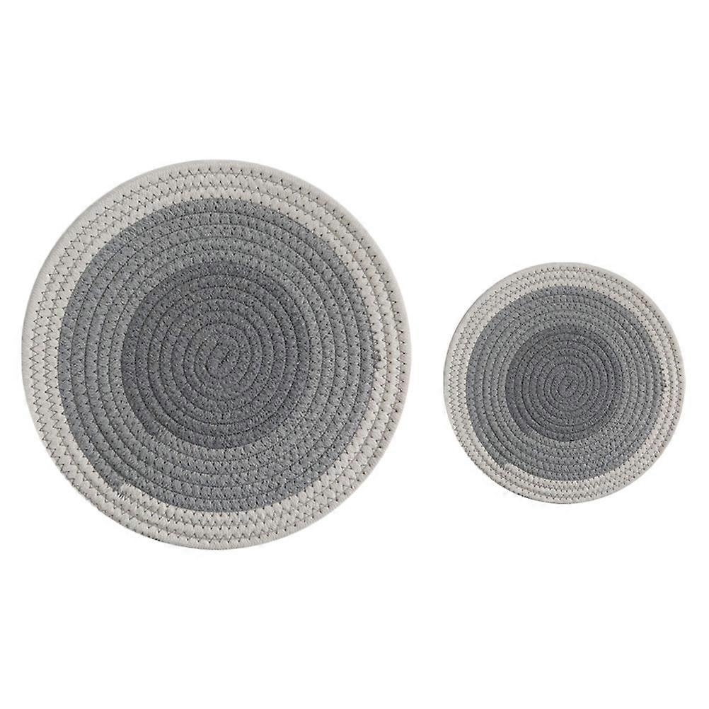 Cotton Rope Placemat Heat Insulation For Coffee Table 30cm Diameter Anti-Scratch Nordic Style 2Set