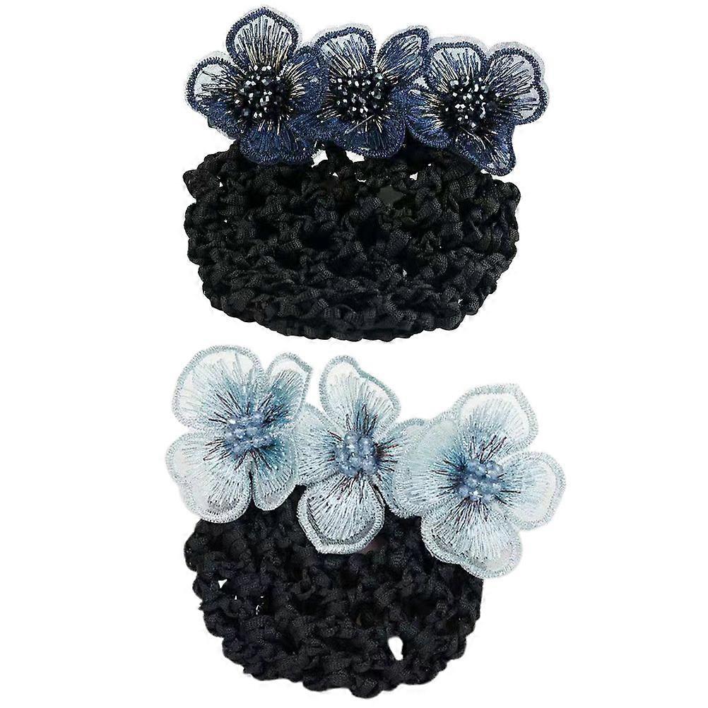 Ballet Chignon Couverture Hairnet Simple Design Élégant Look Hôtel Serveuse Bleu 2Pcs