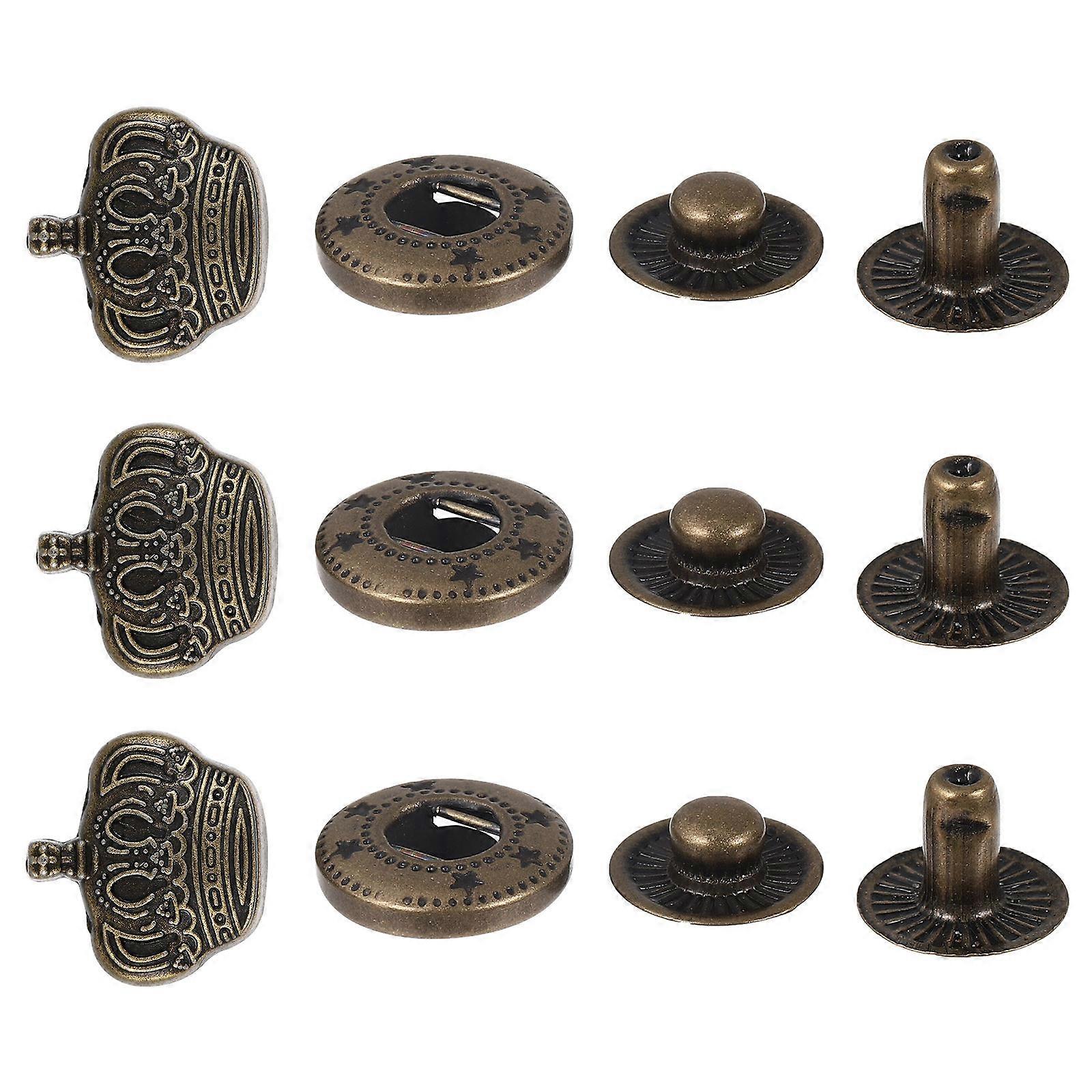 Boutons-pression de bricolage pour la réparation de vêtements avec un design simple et une utilisation pratique Alliage brun foncé 10 ensembles