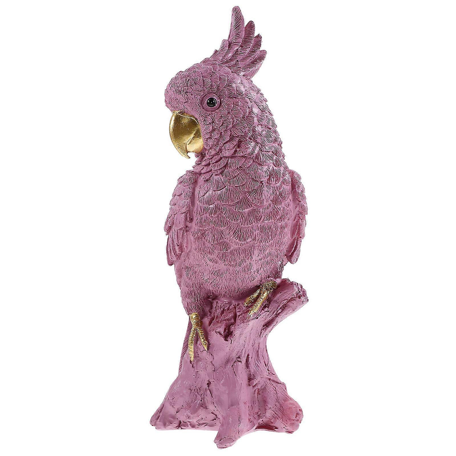 Resin Parrot Figurine with Realistic Charm for Decoration Pink Artificial Parrot Model