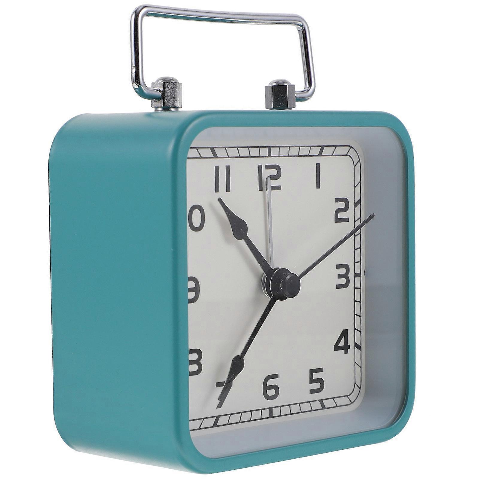 Bedside Silent Clock Non Ticking Alarm Clock Battery Powered Silent Bedside Clock Clear Display Table Clock Sky Blue 8 5X8 5CM Night Light 1Pcs
