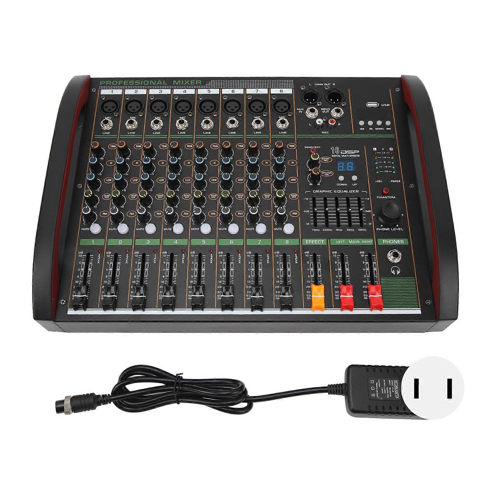 8 Channel Digital Mixing Console, Bluetooth, USB Transmission, for Studio, Stage, Live Streaming