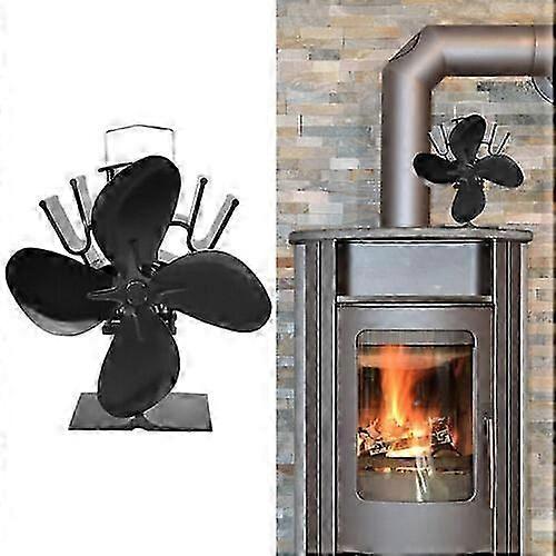 جديد 4 شفرات تعمل بالحرارة موقد أعلى مروحة لموقد الخشب سجل حرق النار صديقة للبيئة