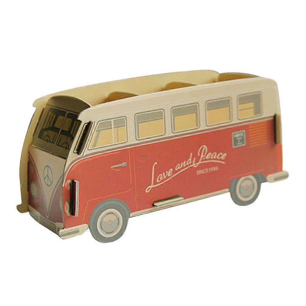 Penholder Storage Box Double-Deck Bus Design Stationary Supplies Multi Color 22.5 x 8 x 11 Cm Home Decoration 1Set
