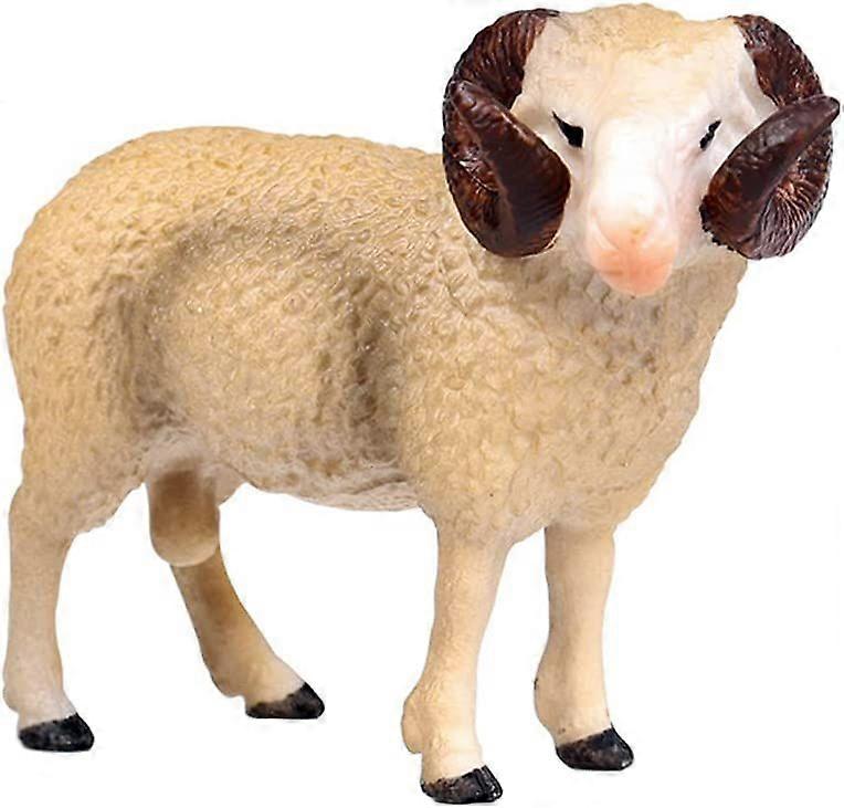 Simulated Sheep Figurines Realistic Plastic Farm Animals for Science Educational Prop(Ram)