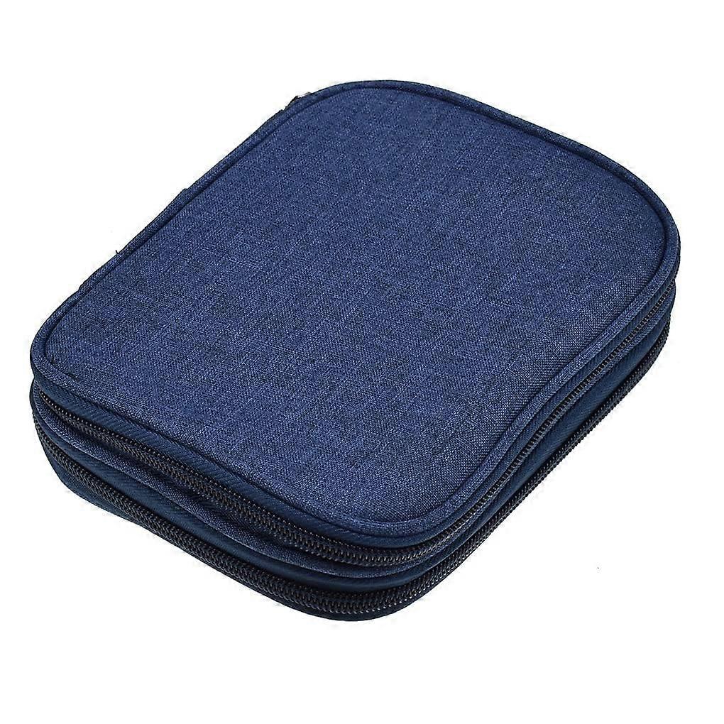 Crochet Hook Case, Empty Zipper Storage Bag with Mesh Pockets for Various Crochet Hooks, Crochet Hook Set, Denim Blue