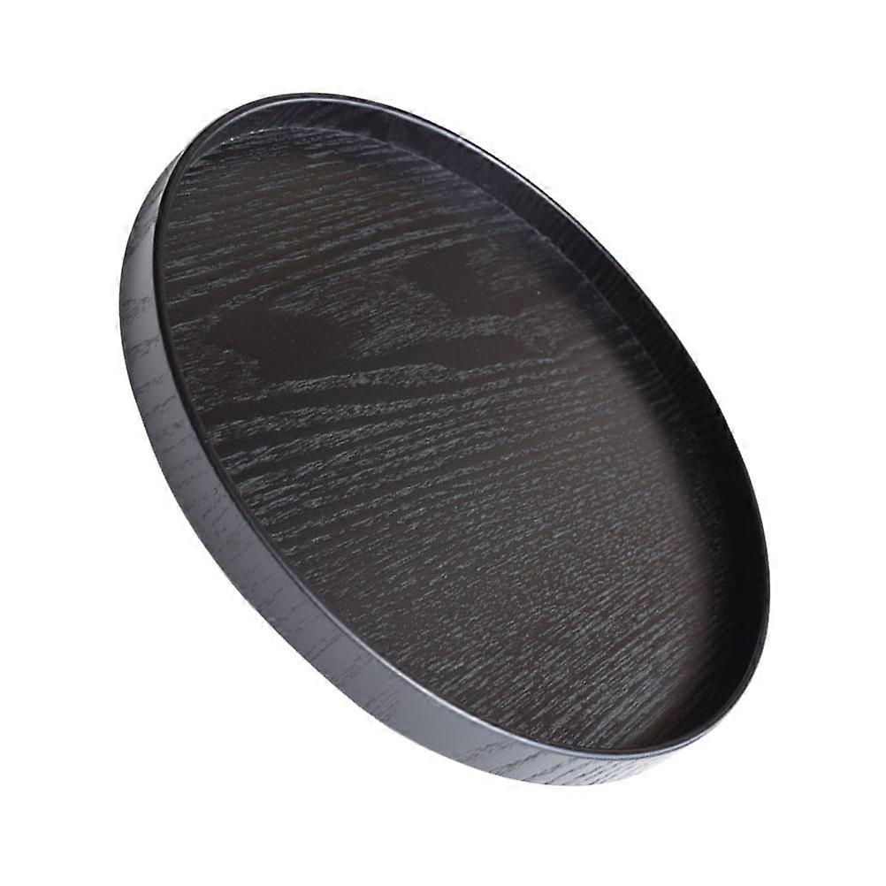 Fruit Holder Wooden Round Storage Tray Practical Restaurant Use Black 24x24cm 1Pc