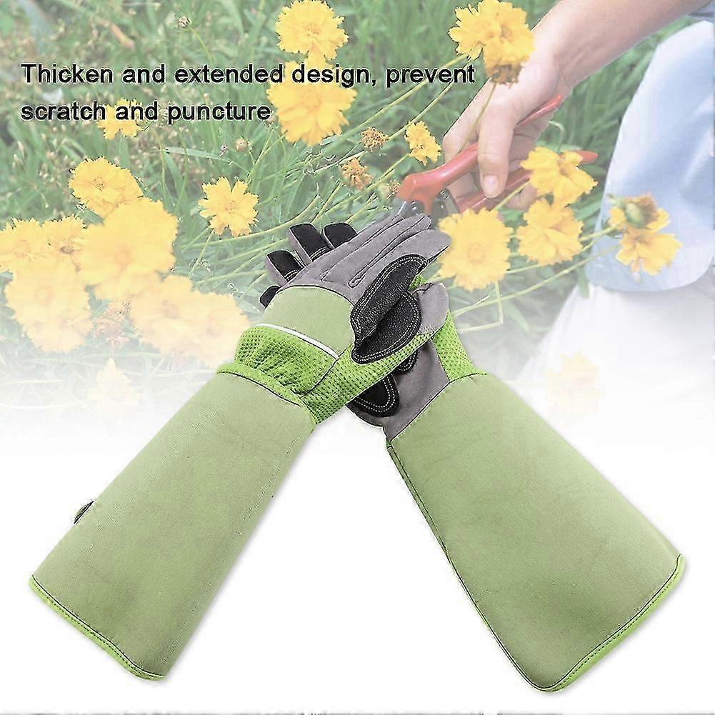Long Rose Pruning Gardening Gloves Puncture Resistant Work Yard Glove(Green)