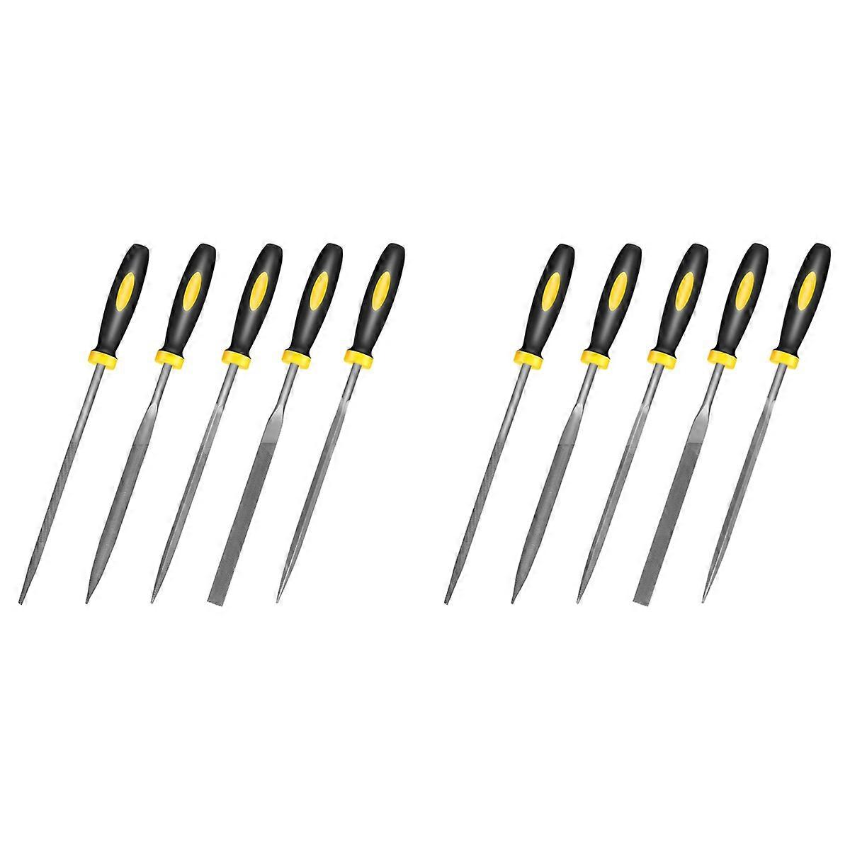 Small Hand Metal File Set, 6.3In, 10Pcs, Strength Alloy Steel Needle Files Round, Bi Half-Round, Fla