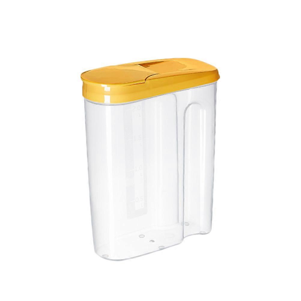 Conteneur de collation Collations en plastique Boîte à grains carrée pour usage domestique Jaune 2,5L étanche à l’humidité 1Pack