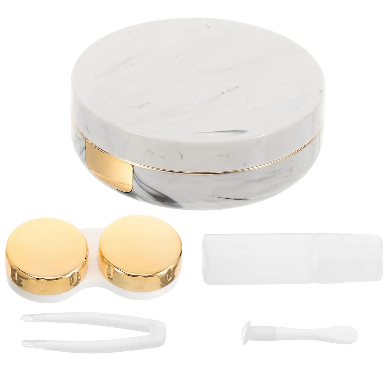 Mini Lens Case With Mirror Portable Storage Container For Travel 1Set