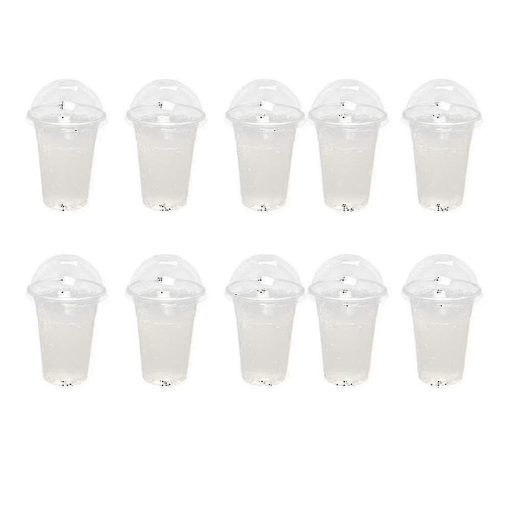 100pcs 500ml Disposable Clear Plastic Cups With A Hole Dome Lids Comptiable With Tea Fruit Juice Milk Tea With Covers