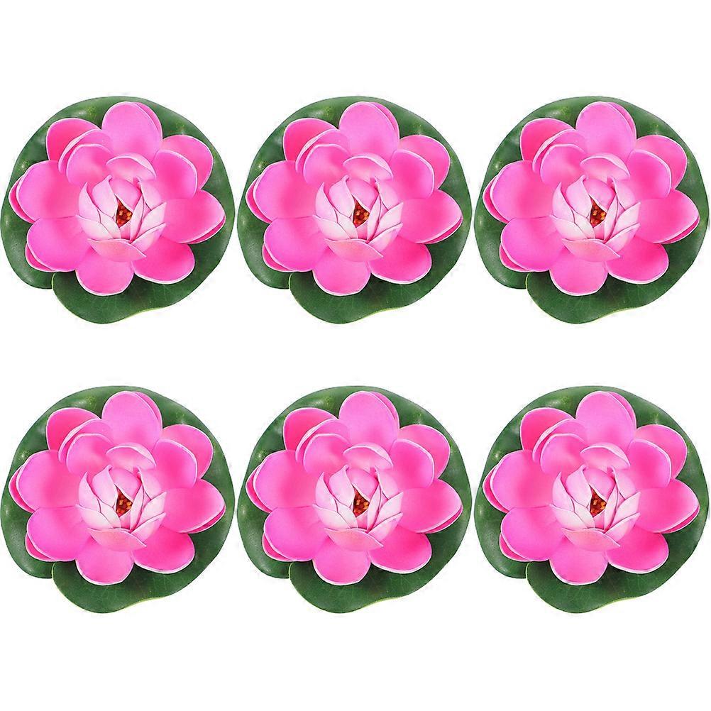 Artificial Floating Lotus-Flower 6Pcs Pink Foam Lotus Ornament for Indoor Decor
