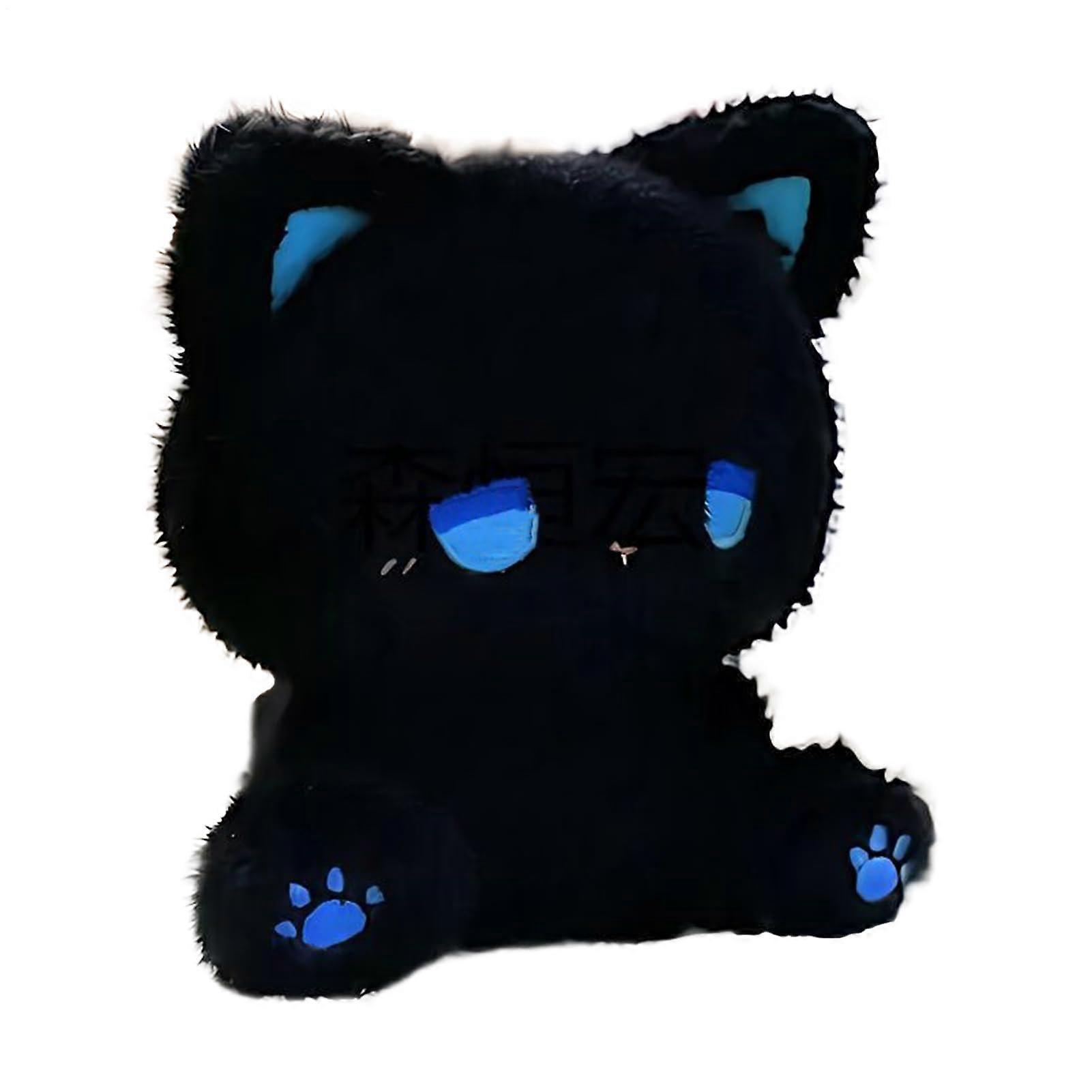 Plüschkatze Soft Toy for Pets, Cat Plush Accessory for Sofa, Living Room, Car, Office, Dining Room - Black/Blue Color