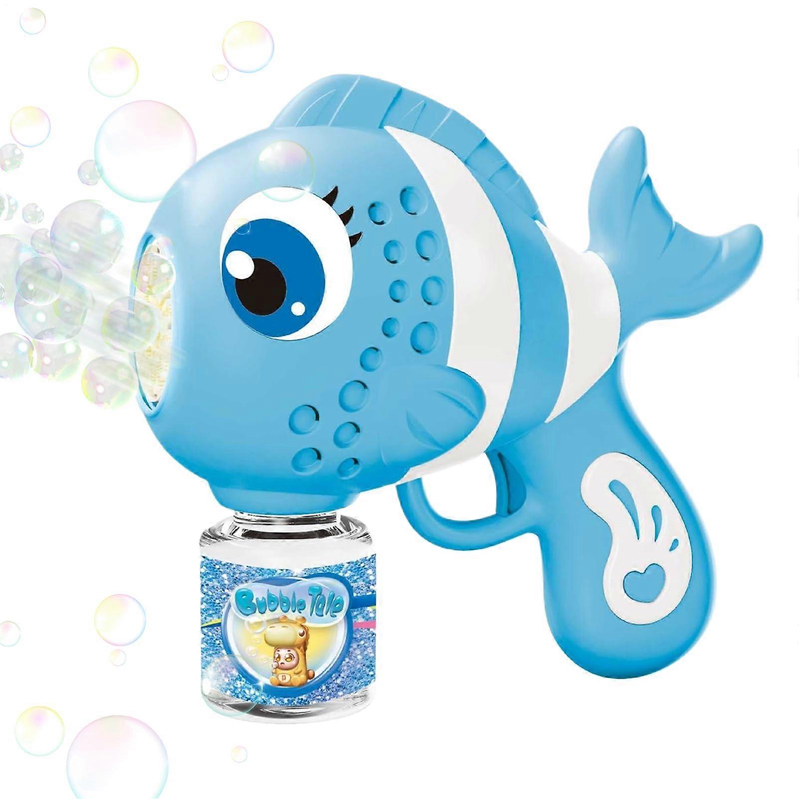 Automatic Bubble Machine, Fun Fish Design with Lights and Music for Kids' Parties, Blue