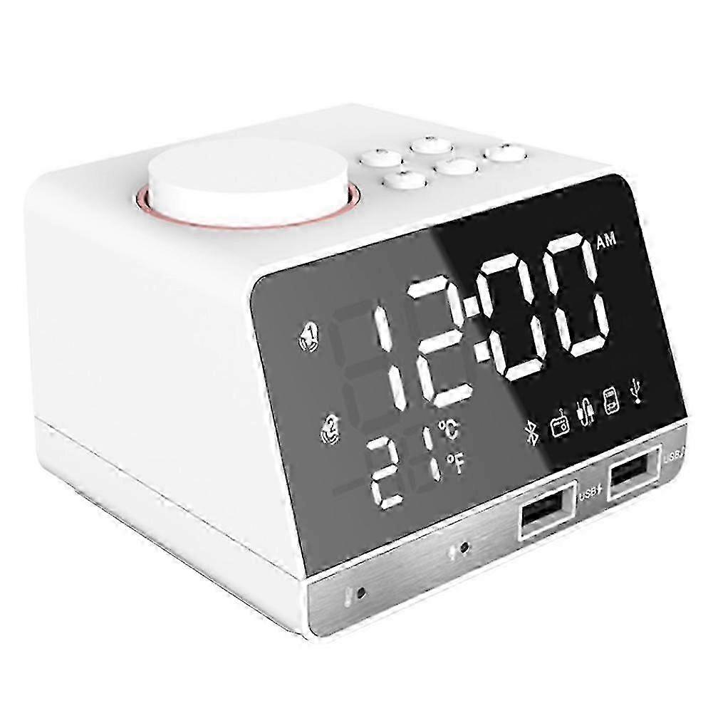 Bluetooth 4.2 Radio Alarm Clock Speaker with USB Ports and LED Display for Home Decoration, EU Plug