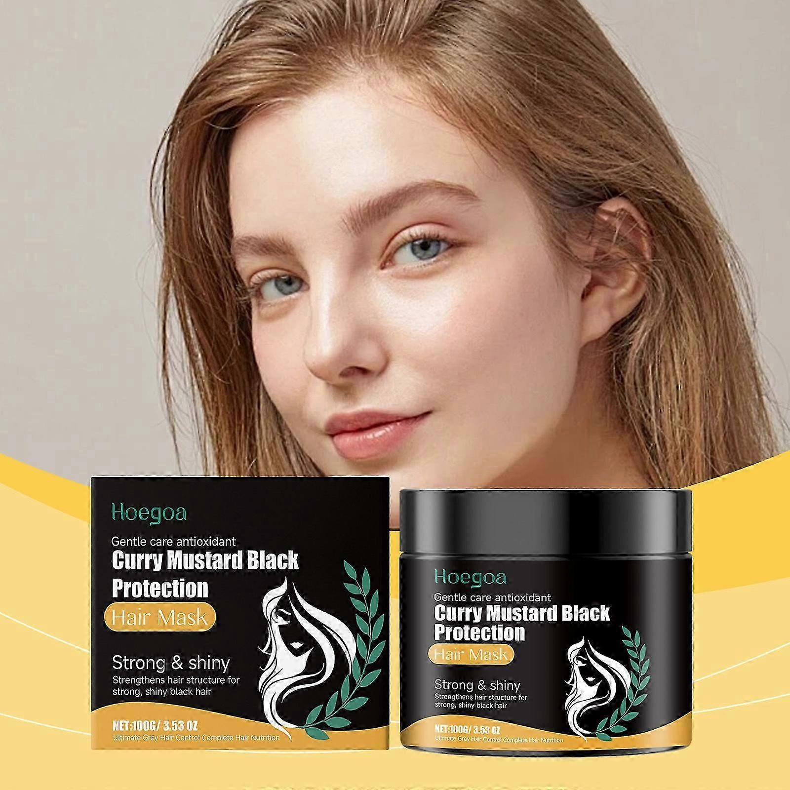 Curry Mustard Conditioning Hair Mask, Głęboko Kondycjonujący Krem Nawilżający do Włosów Suchych i Zniszczonych