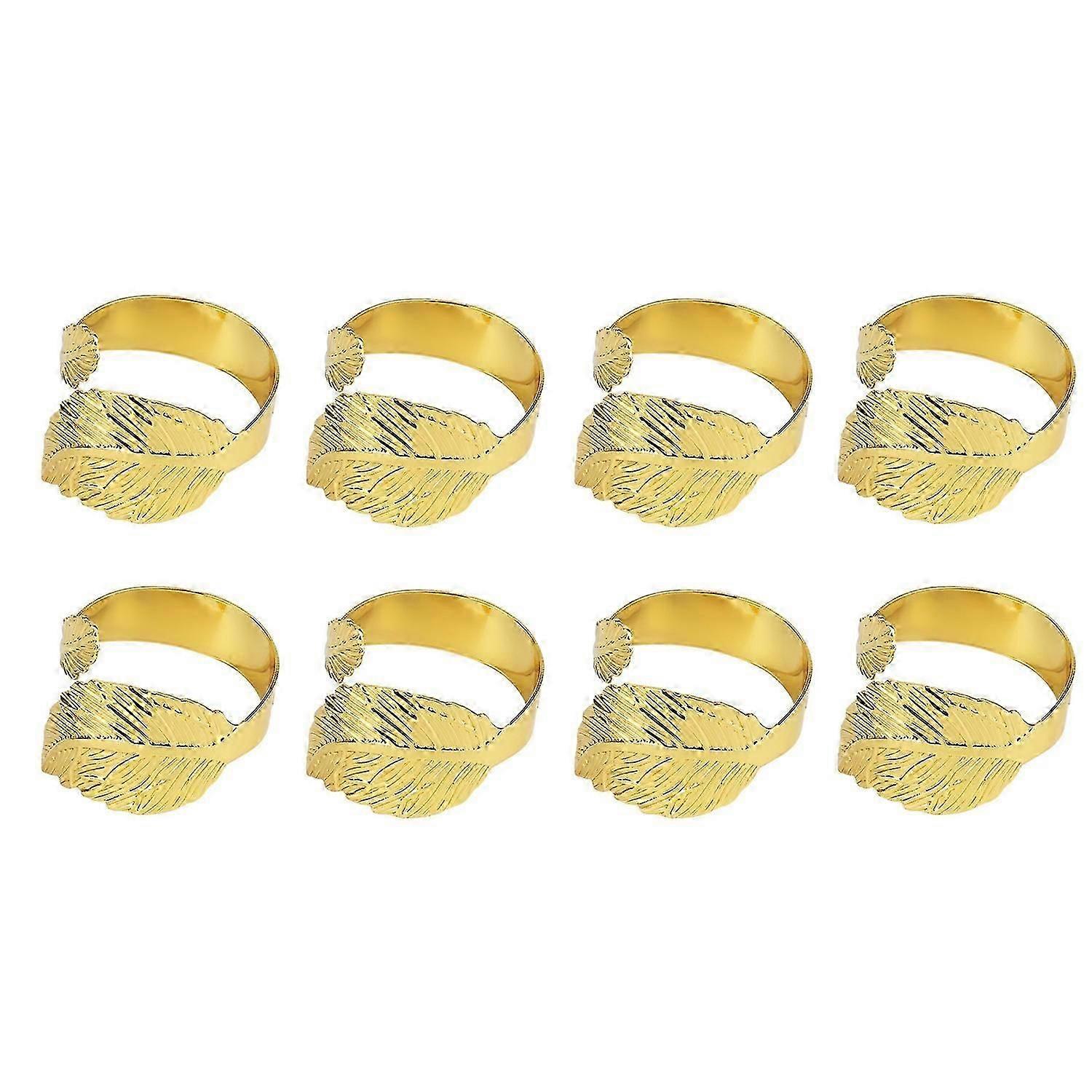 2025 Latest Model 8pcs Napkin Ring Set Exquisite Maple Leaf Electroplating
