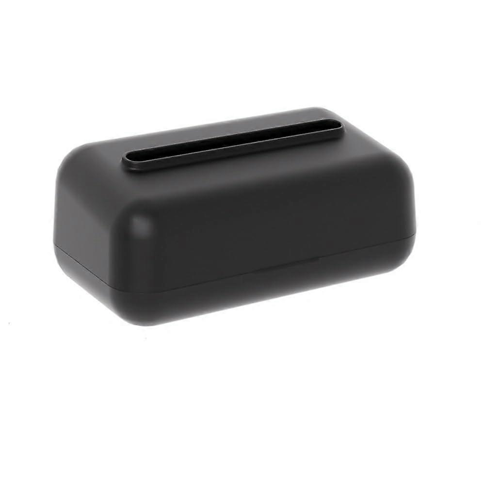 Paper towel box with rounded corners for home desktop, builtin springloaded drawer box tissue holder (Black) Black