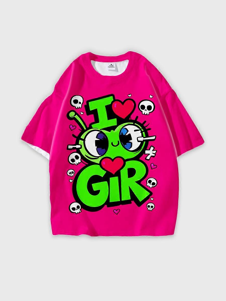 T-shirt round neck Pattern loose short sleeve JW449