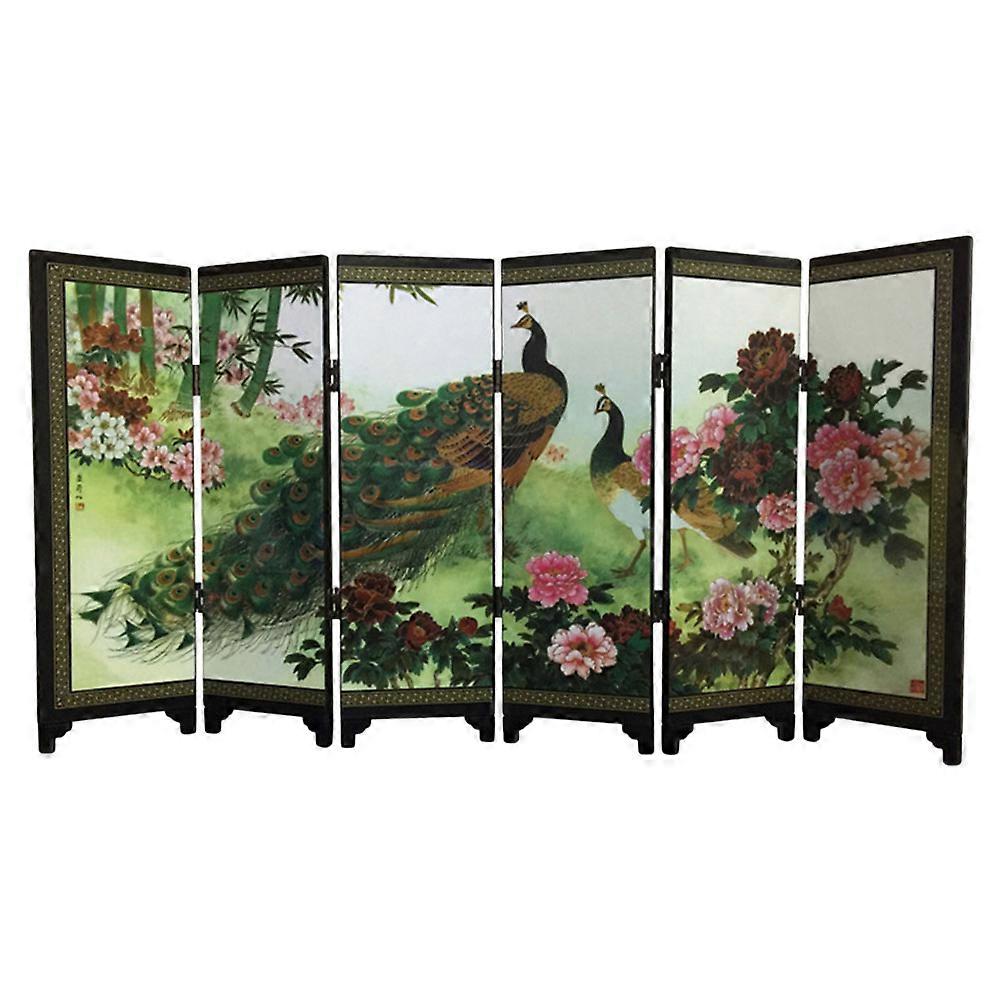 Small Decorative Screen Chinese Style Home Decor Mini Wood Screen Multi Color 45.00X24.00X0.50cm Table Decoration 1Set