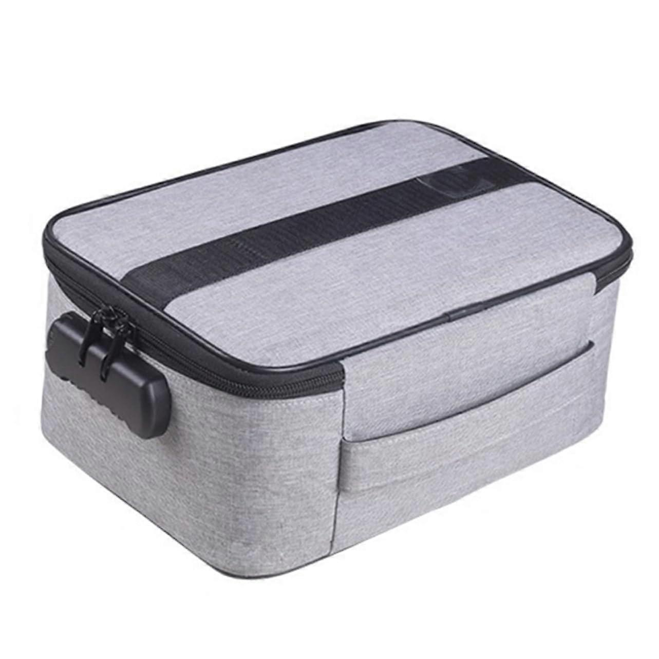 Multifunctional Storage Bag Oxford Portable Organizer with Multiple Compartments for Documents Stamps Large Gray Office Supply Box