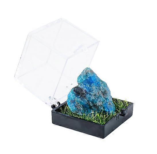 2 pieces blue natural crystal raw stone mining label box, ornament
