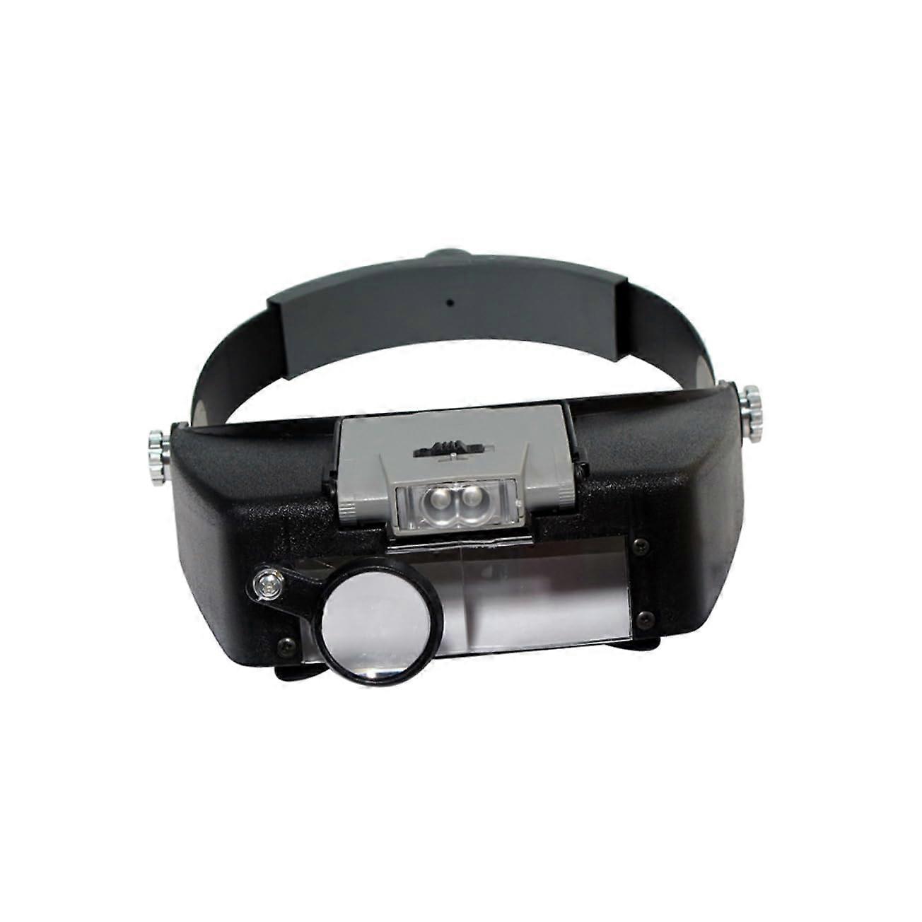 Headband Magnifier with Light, Adjustable Portable Magnifying Glass for Crafts, Repair, and Hobbies, Battery-Free, Black
