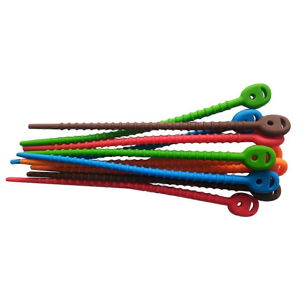 Multi Purpose Silicone Ties Cable Management Fast Binding Assorted Color 10Pcs
