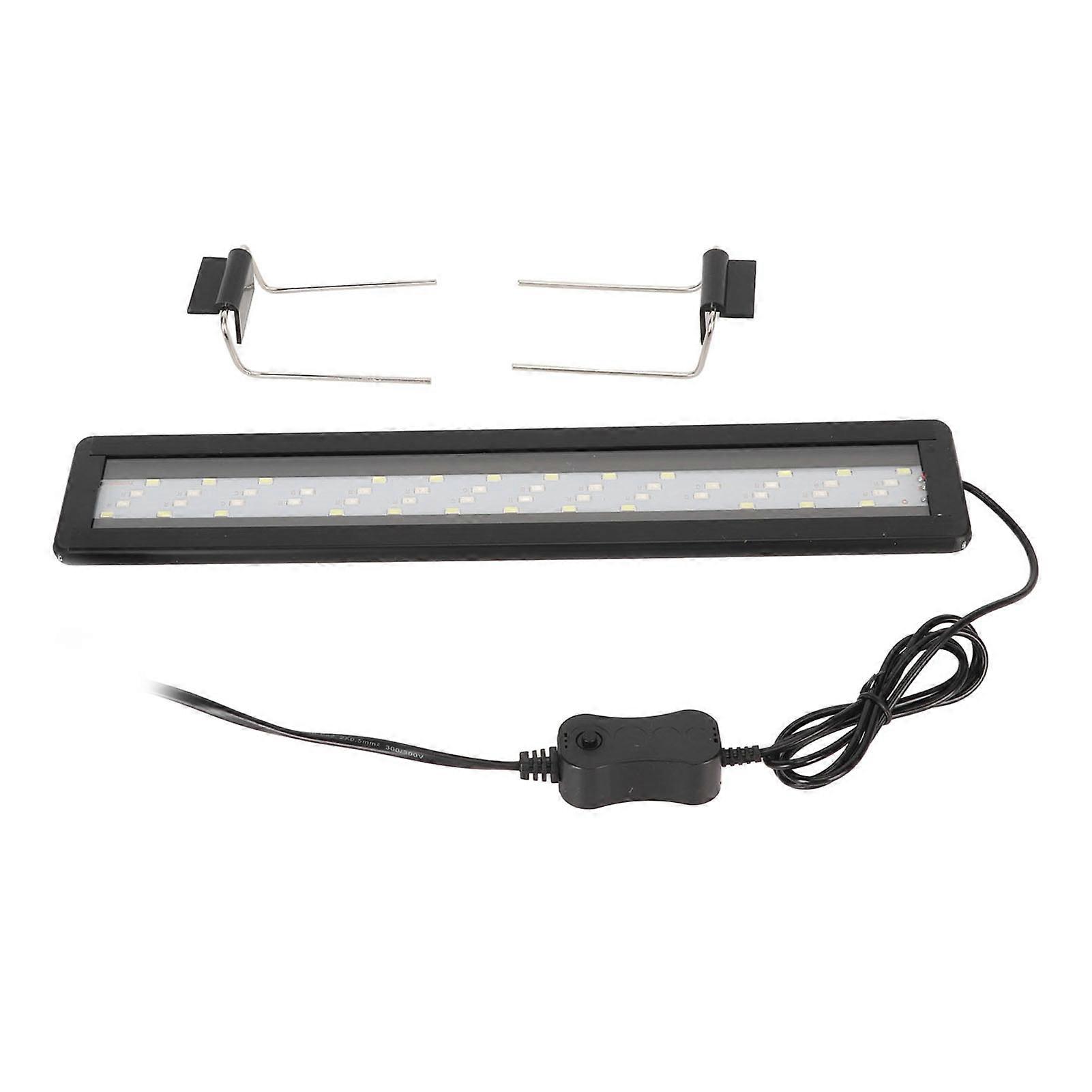 LED Aquarium Light 4 Rows Splashproof Ultrathin Fish Tank LED Color Changing Light with Extendable Brackets Black EU Plug 220V 