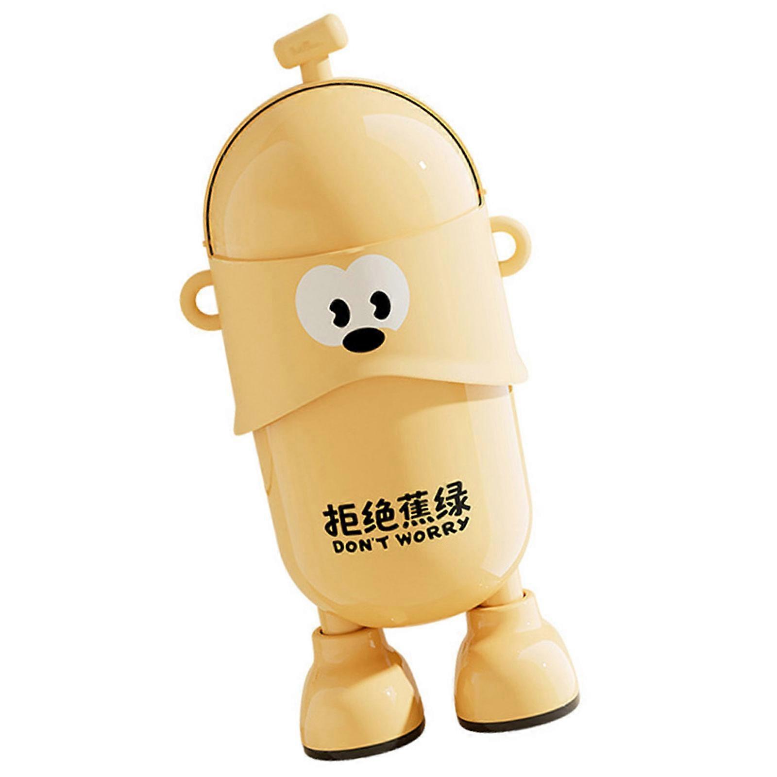 Modern Banana Shape Waste Container 16L Capacity Removable Lid High Legged Trash Can Garbage Bin For Living Area  Yellow