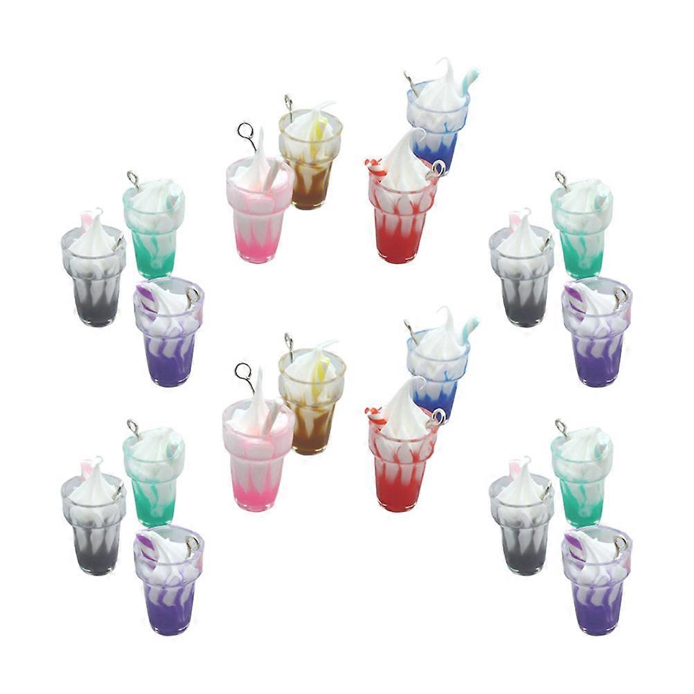 20 Pcs DIY Resin Ice Cream Milk Tea Cup Charms, Smooth Surface Alloy Pendants for Earrings, Necklaces, Bracelets, Keychains, Jewelry Making & Craft