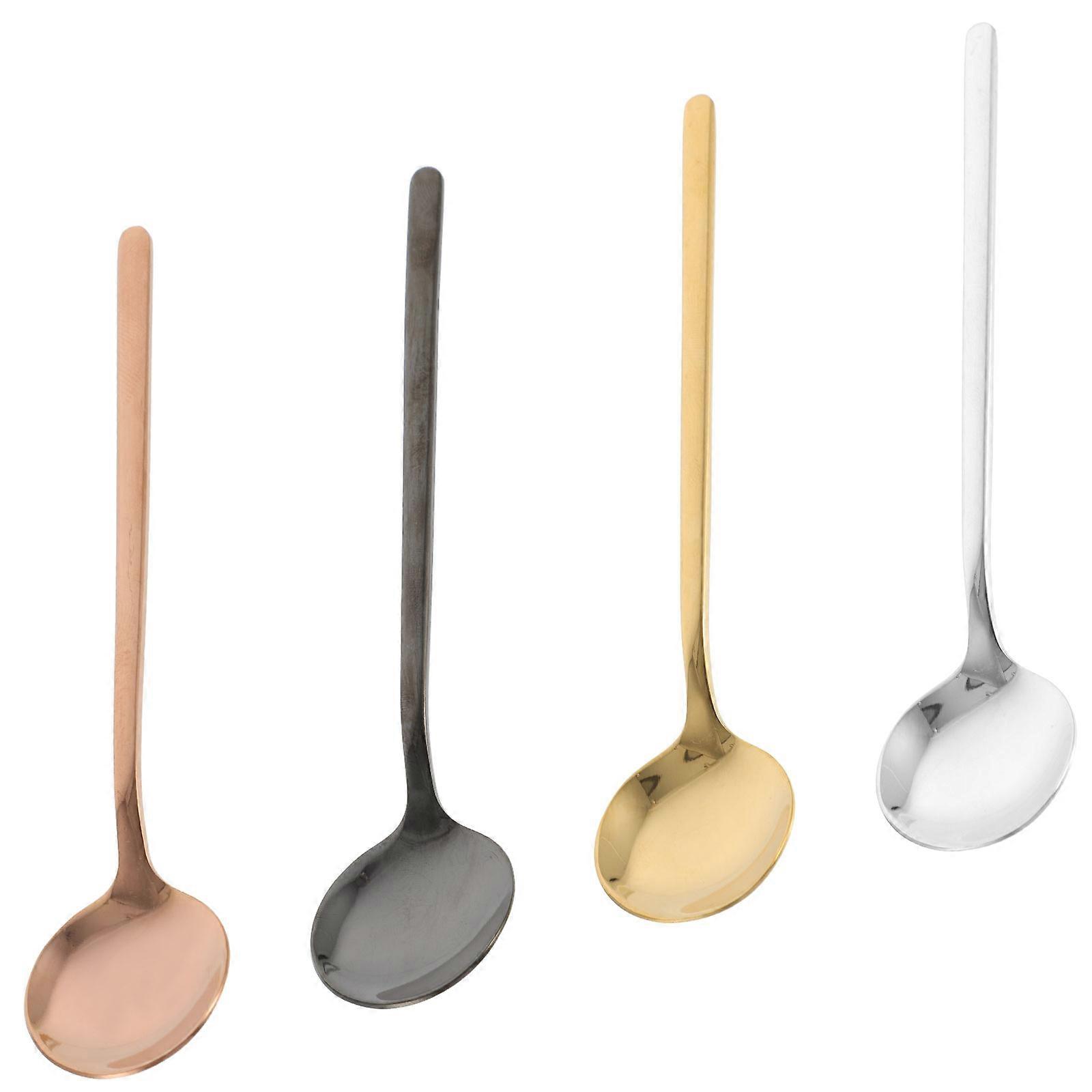 Tea Stirring Spoon Metal Serving Condiments Simple And Elegant Kitchen Spoons 4Pcs Set