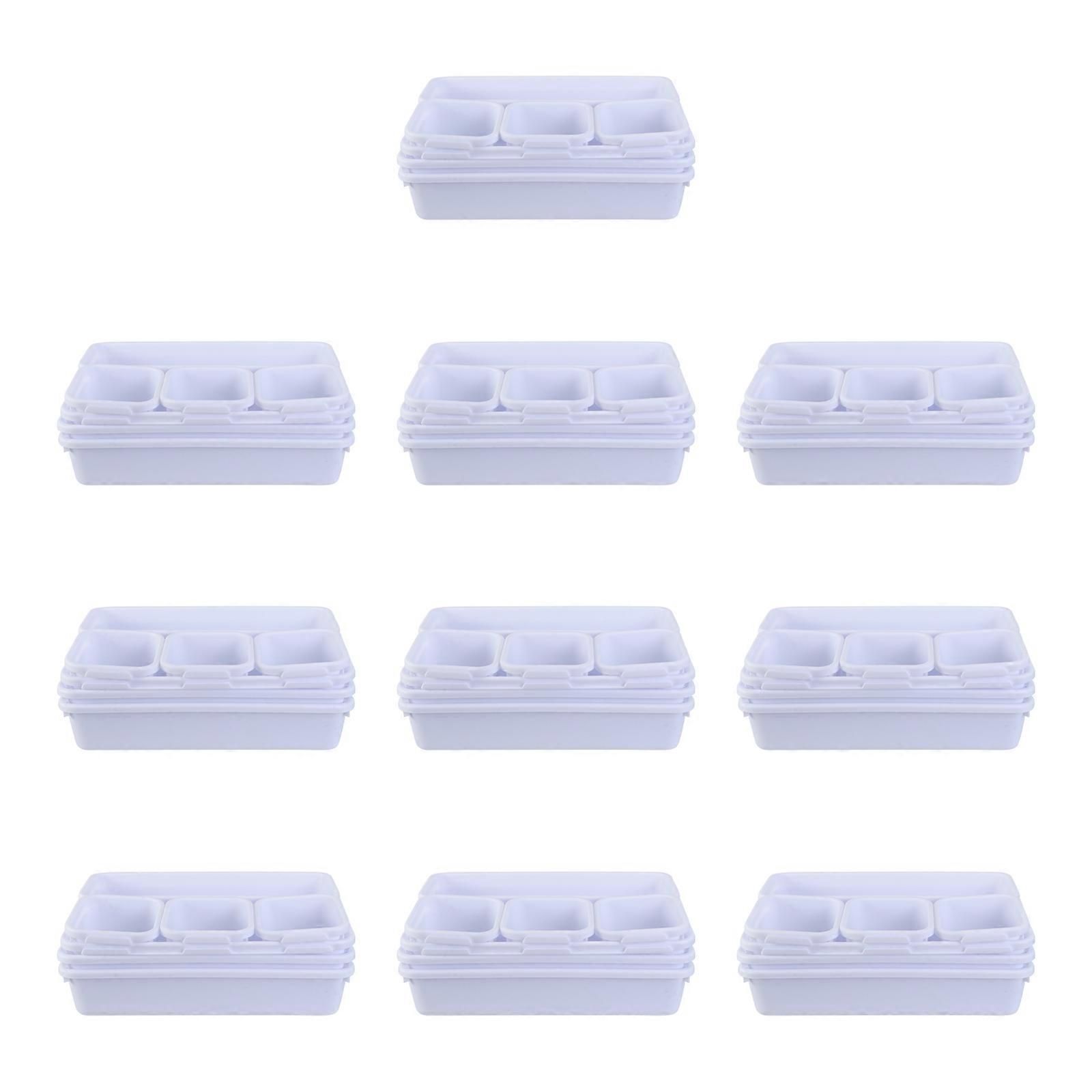 White Plastic Desktop Organizer with Large Capacity for Home Use Elegant and Fashionable 8pcs