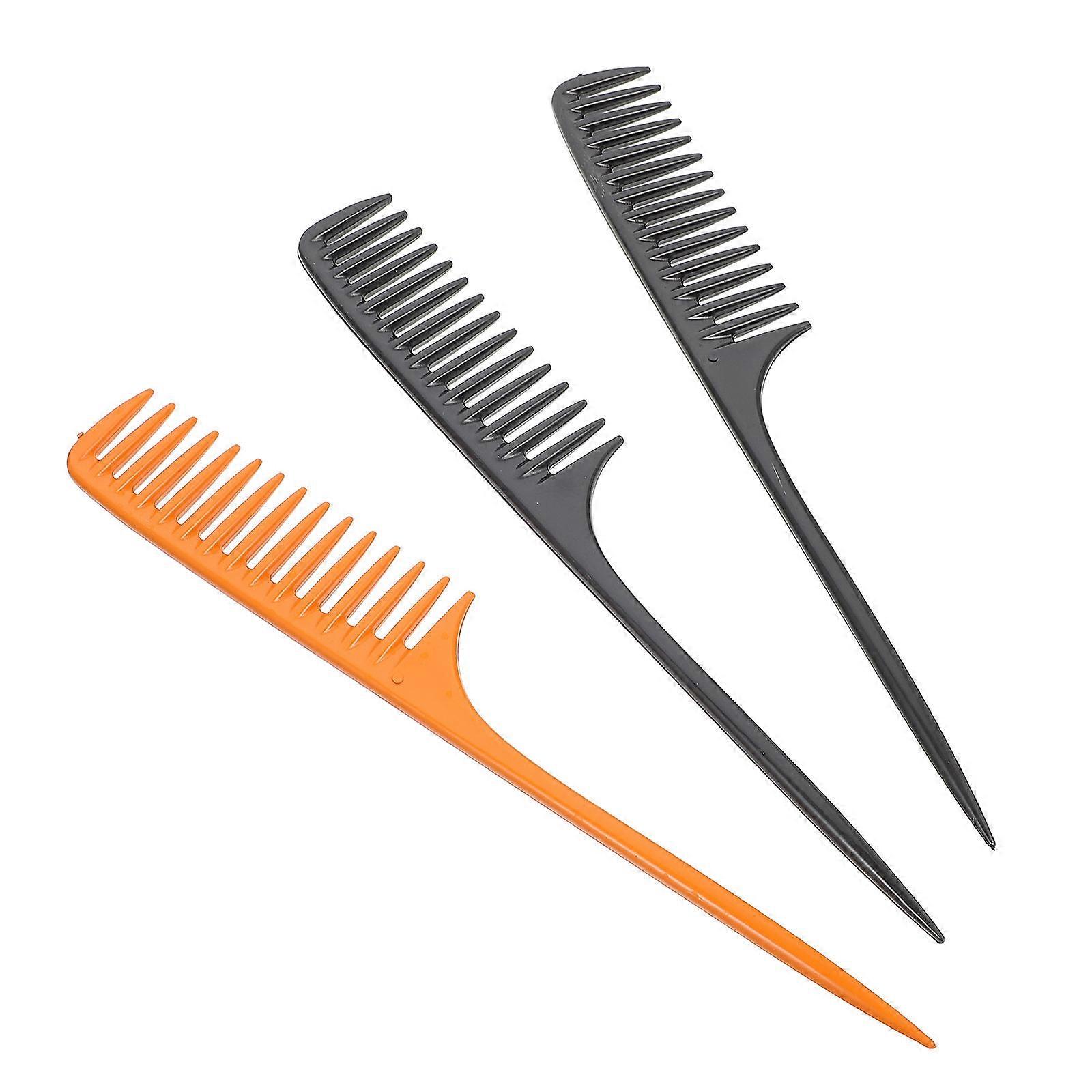 3 Pieces Assorted Color Hair Combs with Big Teeth and Pointed Tail for Combing Made of PP