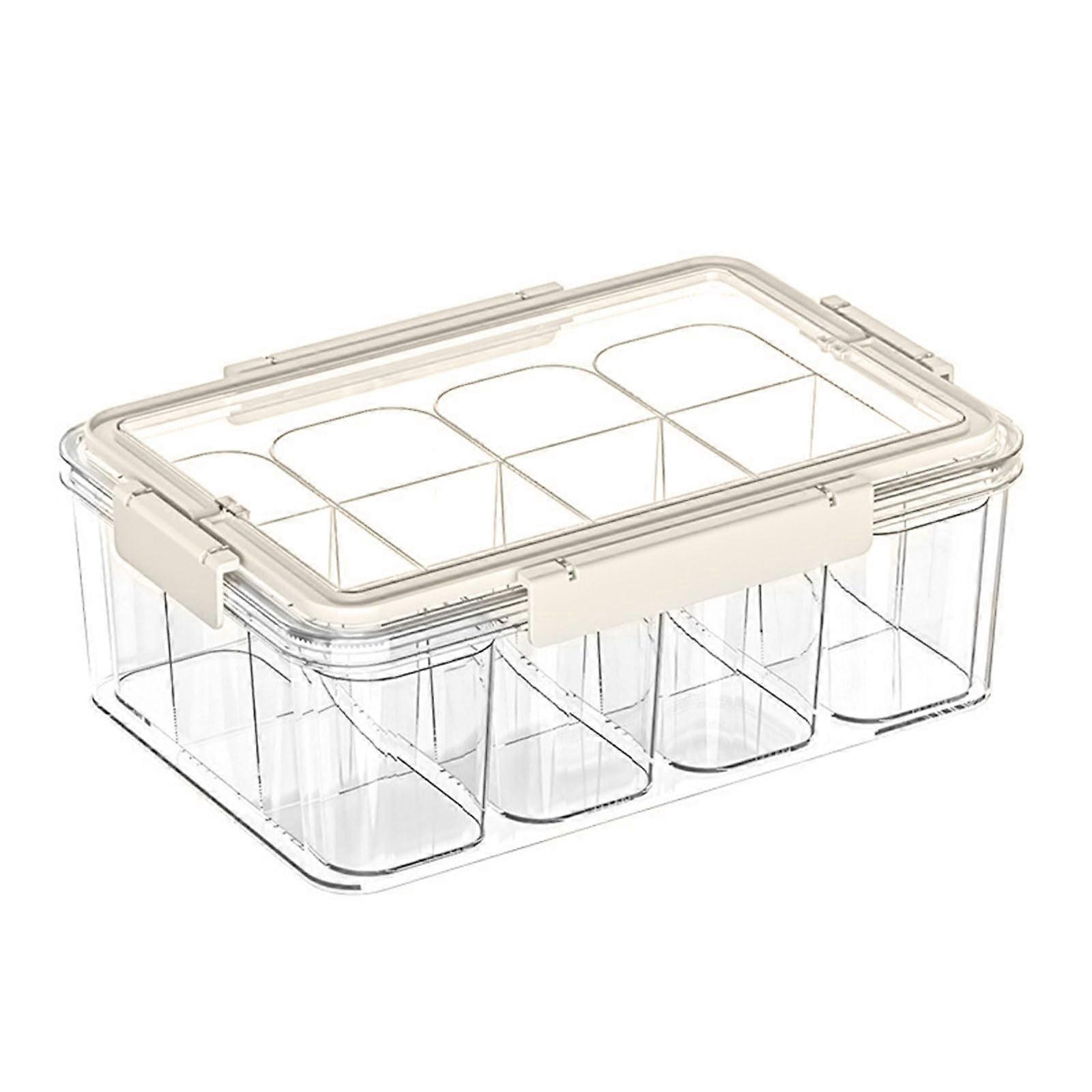 Transparent craft box with  capacity, storage container with 4 inner boxes, large storage volume, transparent card holder in milky white.