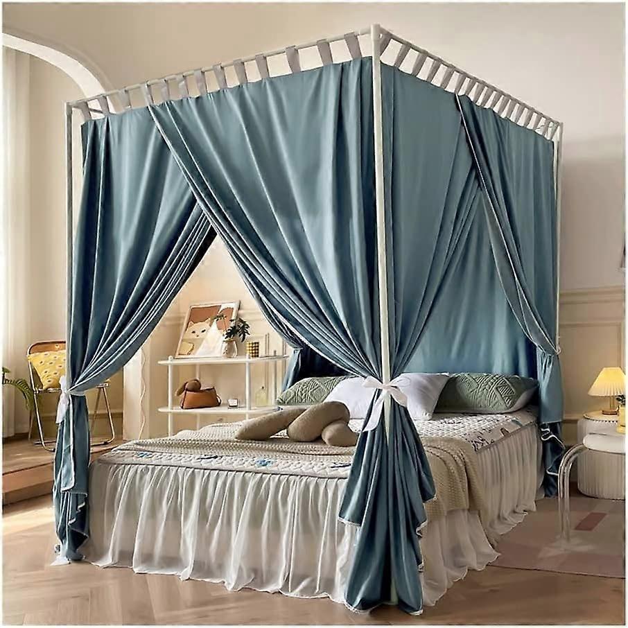 Bed canopy for home, dustproof and windproof bedroom bed curtain, universal mosquito net for four seasons (Color: Blue, Size: 1.5 x 2 x 2.1 m)