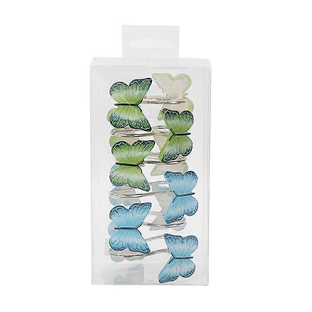 12個樹脂形状ホームシャワーウィンドウカーテンフックバスルーム用ドレープリングハンガー(ブルー+グリーン)