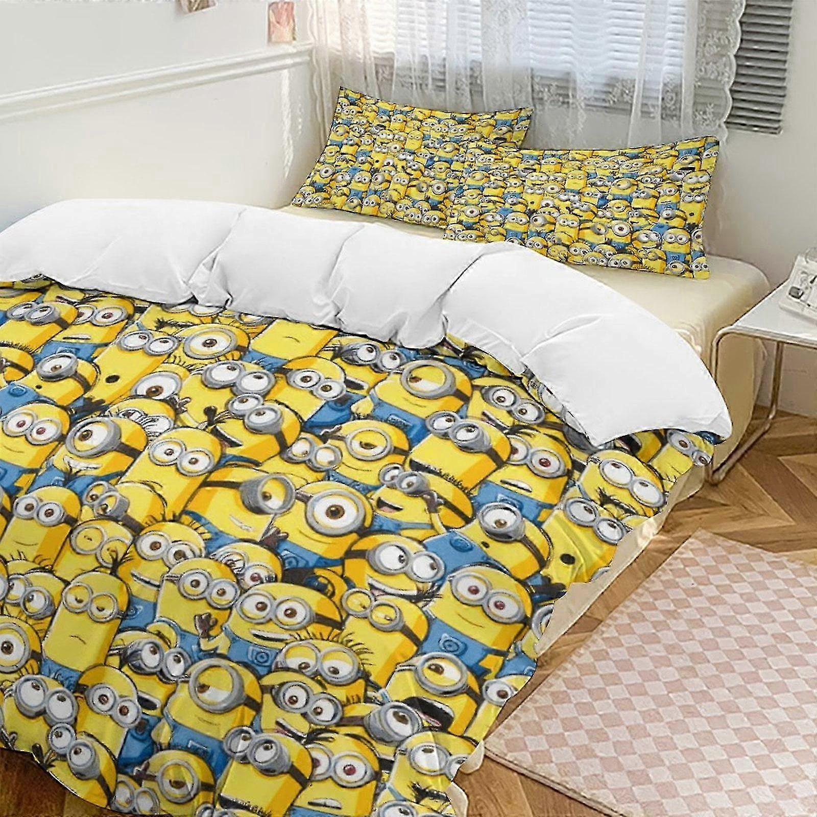 2025 v7479  Bed Sheets Bedding Many Minions Comforter Set Soft 3 Pcs Twin Bedding Sets Thicken for All Season, 1 Comforter  2 Pillow Shams  Bed Sheets