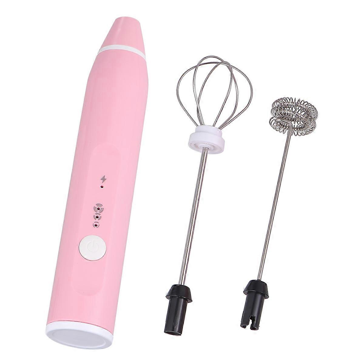USB Rechargeable Egg Whisk & Milk Foamer Handheld Mixer for Kitchen – Pink Electric Stirrer for Eggs, Milk, and Lattes