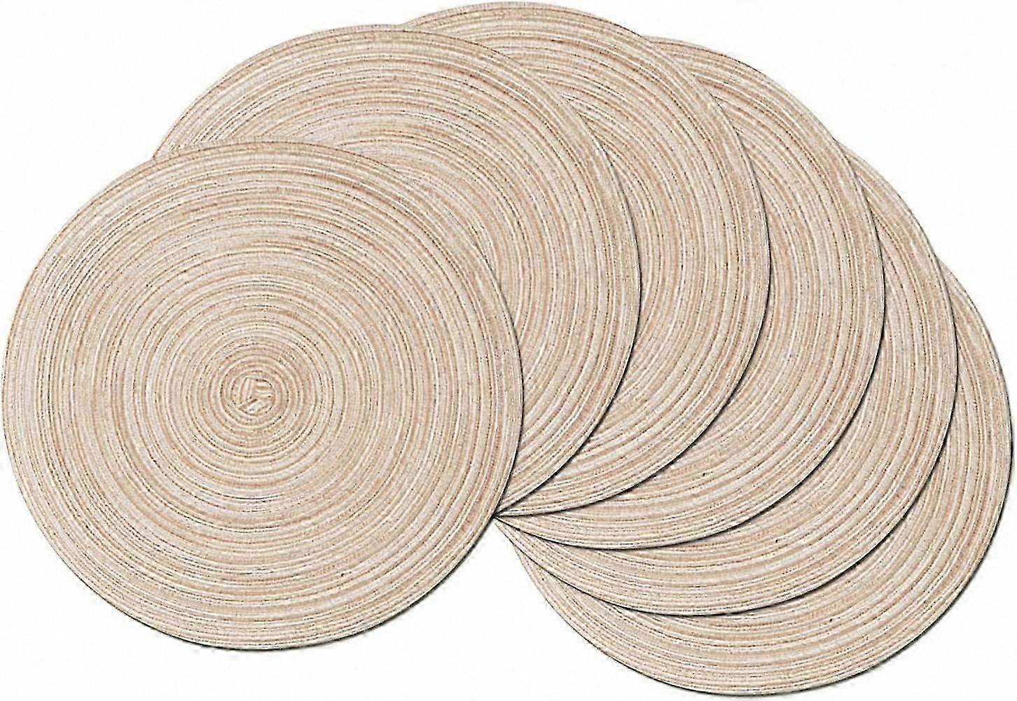 Set of 6 Circular Woven Table Mats for Dining Decor