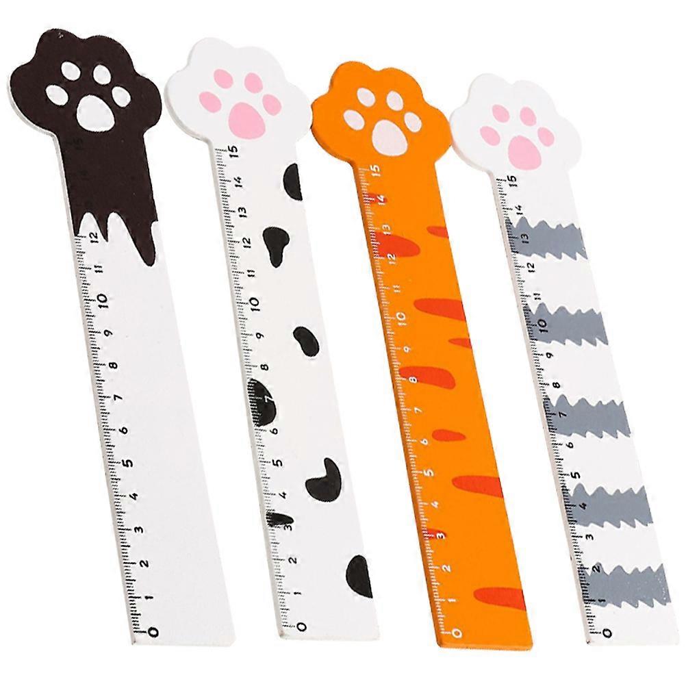 Multifunctional Drawing Ruler Wooden Rulers Engineers Surveying Tool Striped 4Pcs