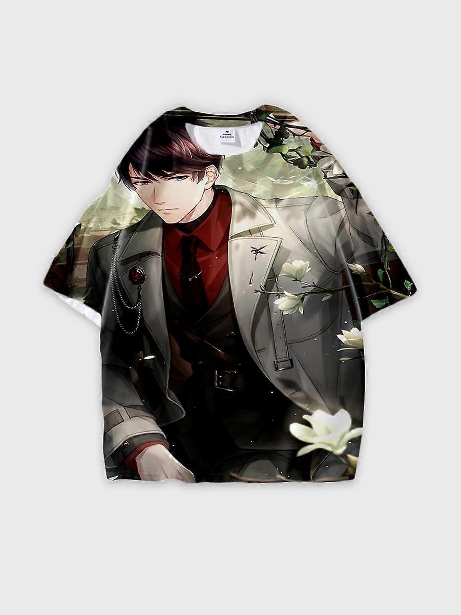 T-shirt round neck Role Pattern loose short sleeve E1110