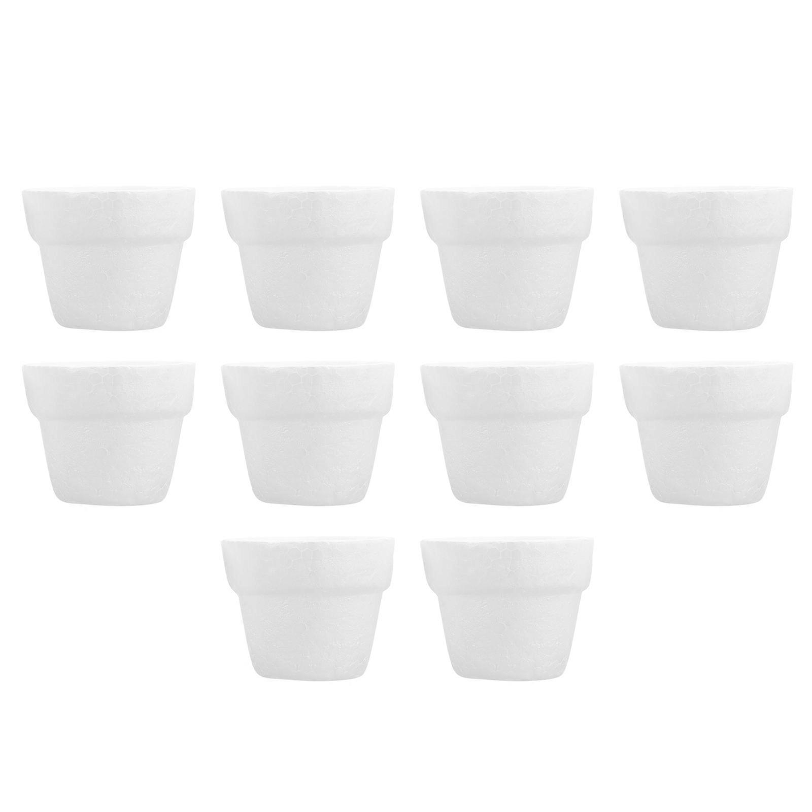 10pcs DIY Foam Flowerpots for Creative Painting and Planting – Safe, Fun Accessories for Imaginative Projects with White Pots