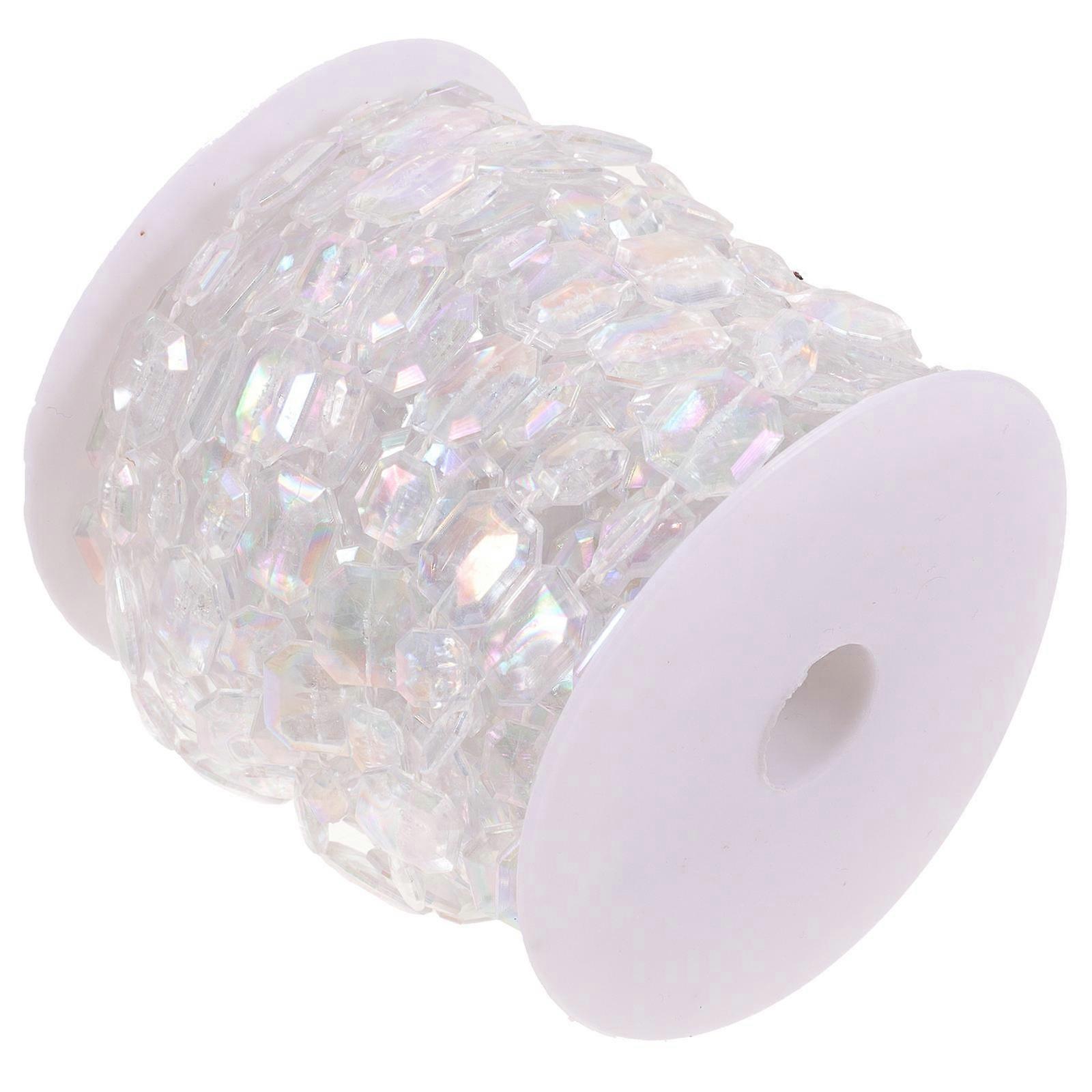 White Plastic Beads Garland Roll for DIY Decor Reusable Beautiful 1 Roll