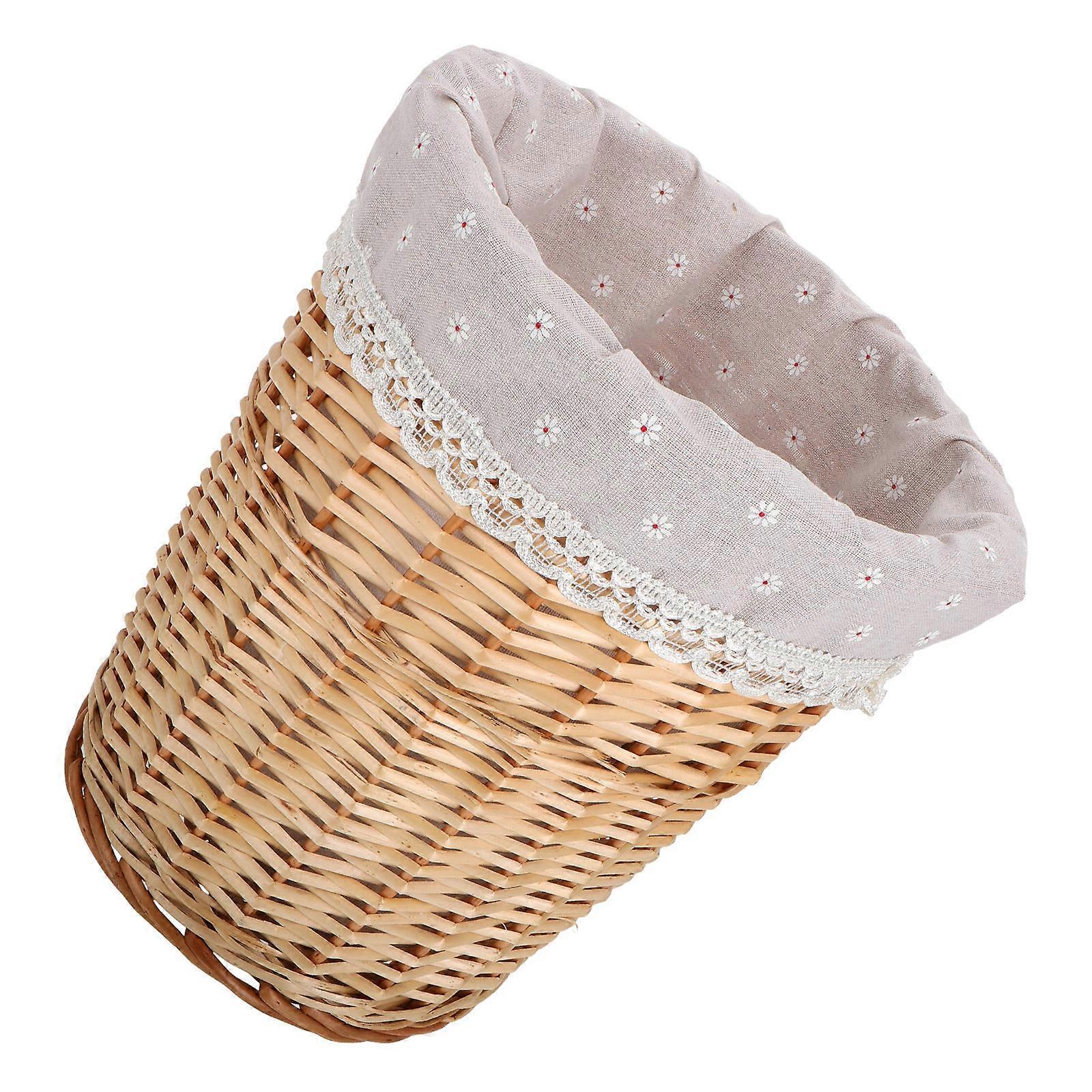 Beige Straw Woven Laundry Basket for Convenient Organization Storage Solution Spacesaving Design 16.5x12.5x11 inches