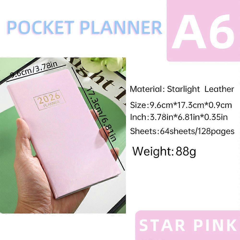 Daily Planner Notebook 2026 Schedule Organizer A6 Pocket Planner To-Do-List Notebook Notepad Book for Work School and Travel