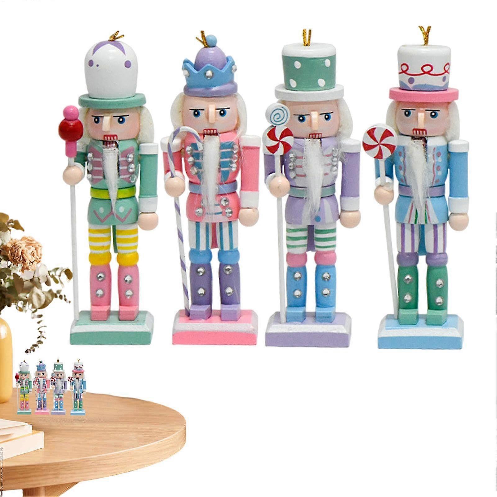Wooden nutcracker figurine, set of 4 soldier figurines, 12.7 cm, Christmas decoration