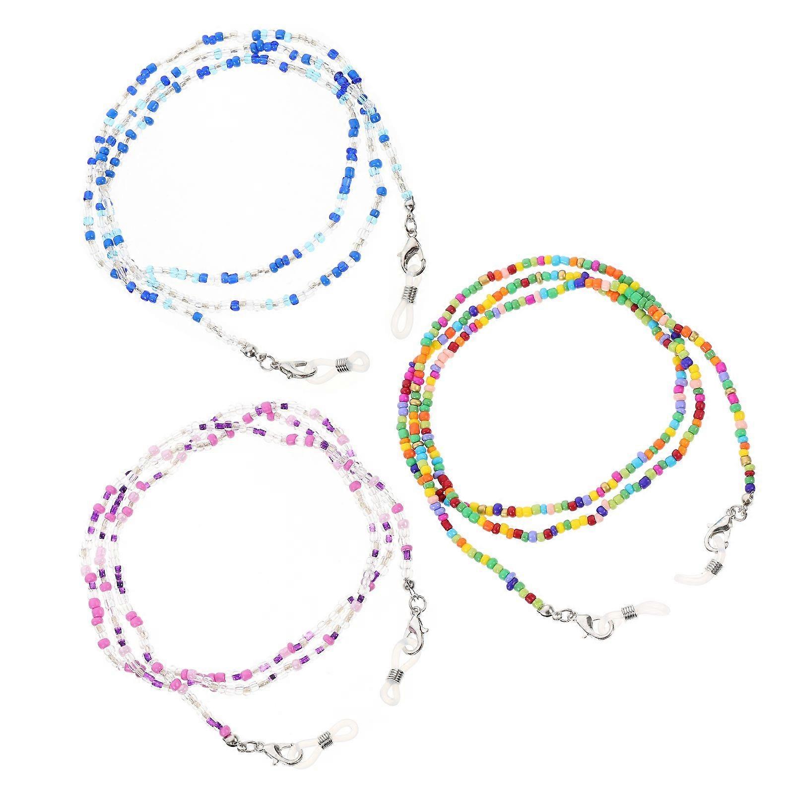 Sunglasses Strap For Women 3 Pcs Colorful Glasses String Eyeglasses Lanyard Daily Use Non-Skid Holder 70X2X1CM
